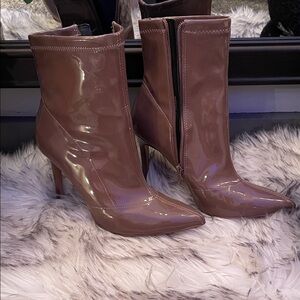 Mix No. 6 Glossy Brown Heeled Boots